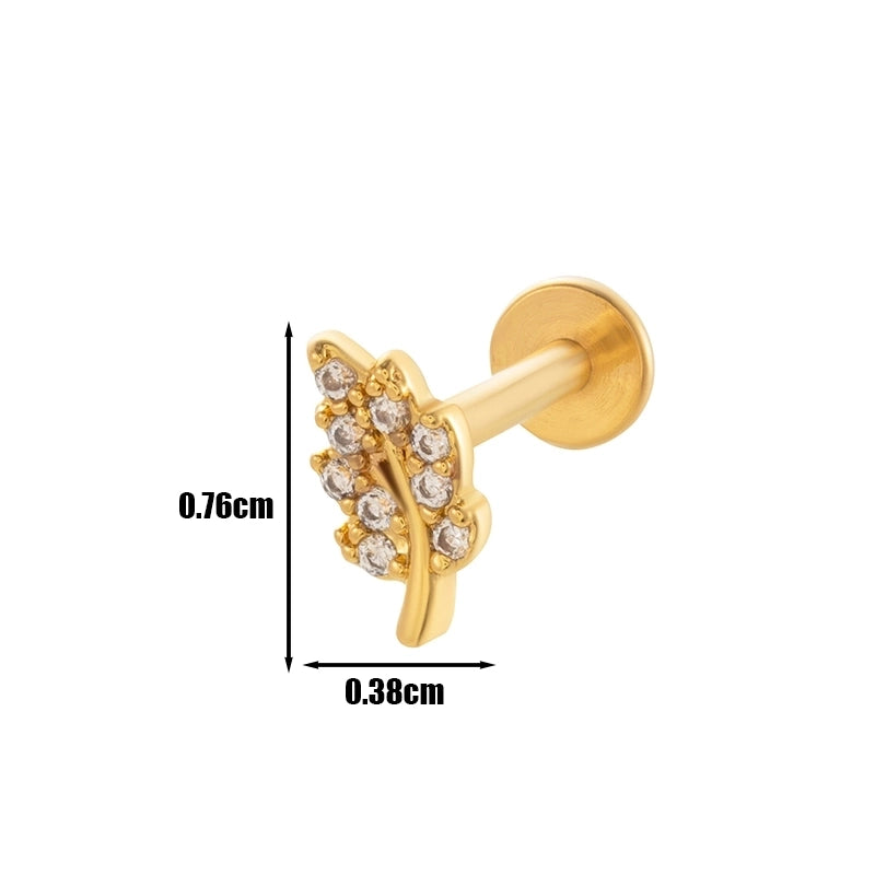 1 Piece Lip Rings Cool Style Pentagram Flower Butterfly 316L Stainless Steel  Copper Plating Inlay Zircon