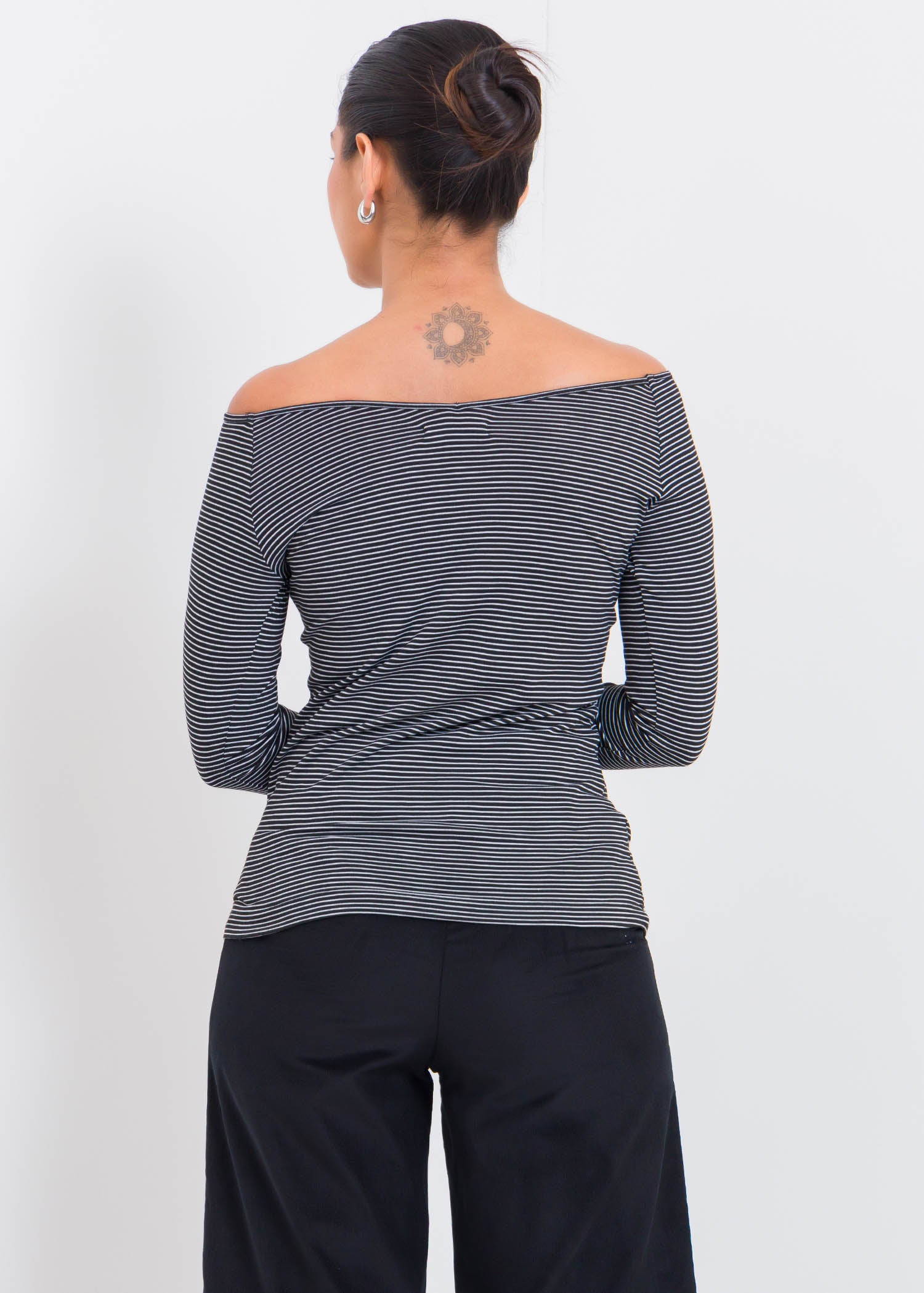 Wide Neck Long Sleeve T Shirt