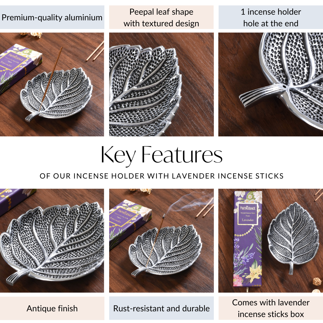 Leaf Incense Holder With Organic Lavender Incense Sticks
