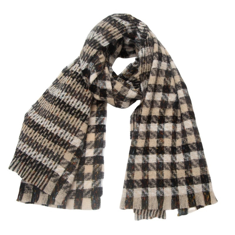 Unisex Casual Minimalist Lattice Polyester Tassel Scarf