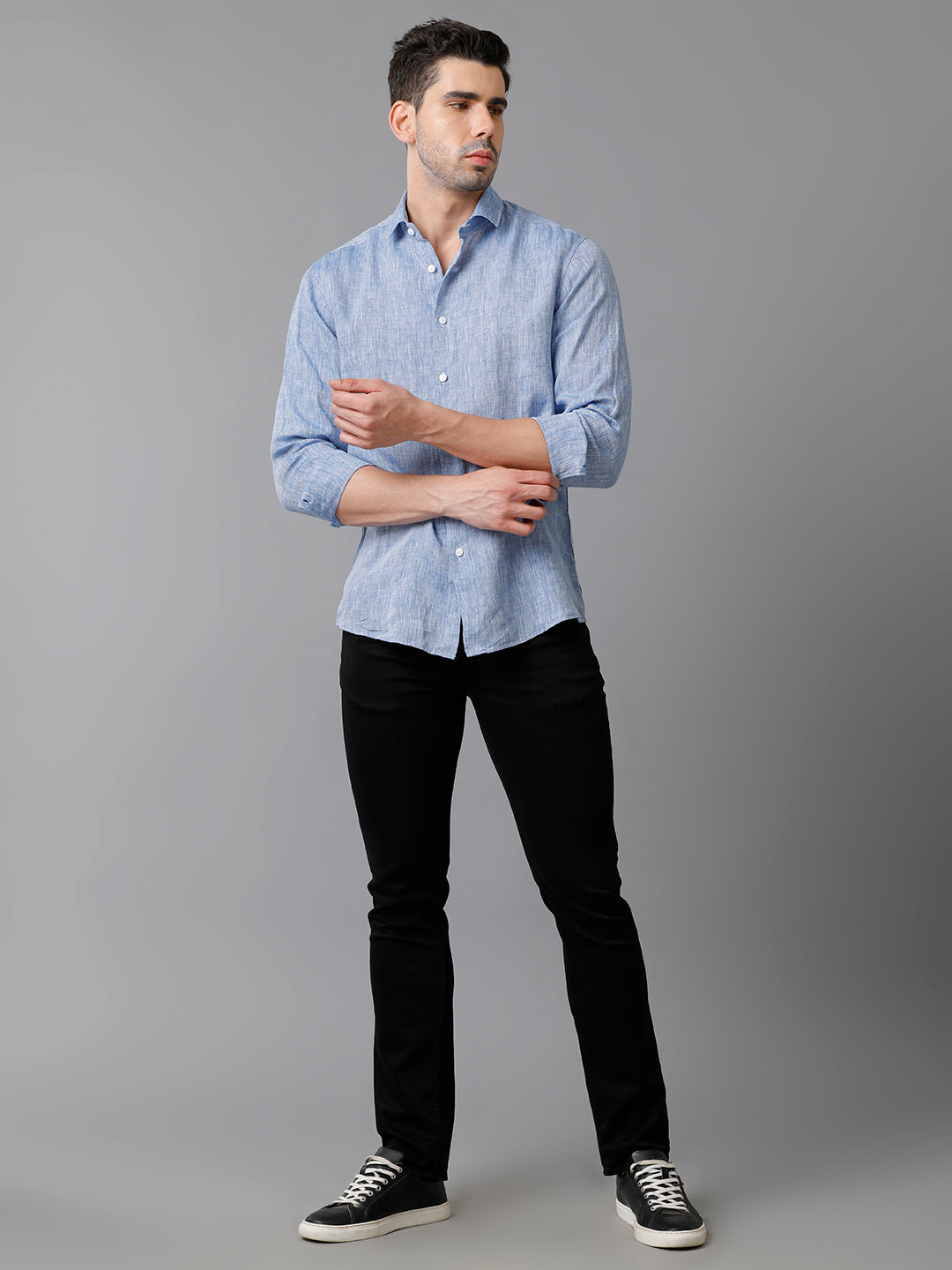 Mens Solid Casual Blue Shirt (LUCAS)