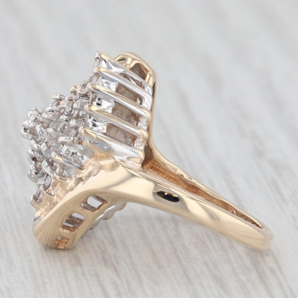 0.80ctw Diamond Cluster Ring 14k Yellow Gold Size 4.75 Cocktail