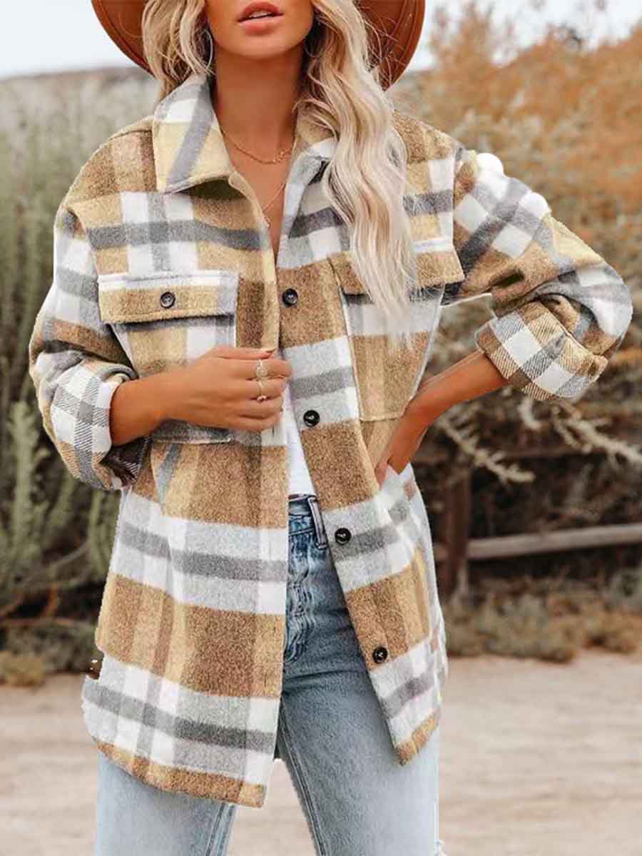 Loose Plaid Shirt Coat