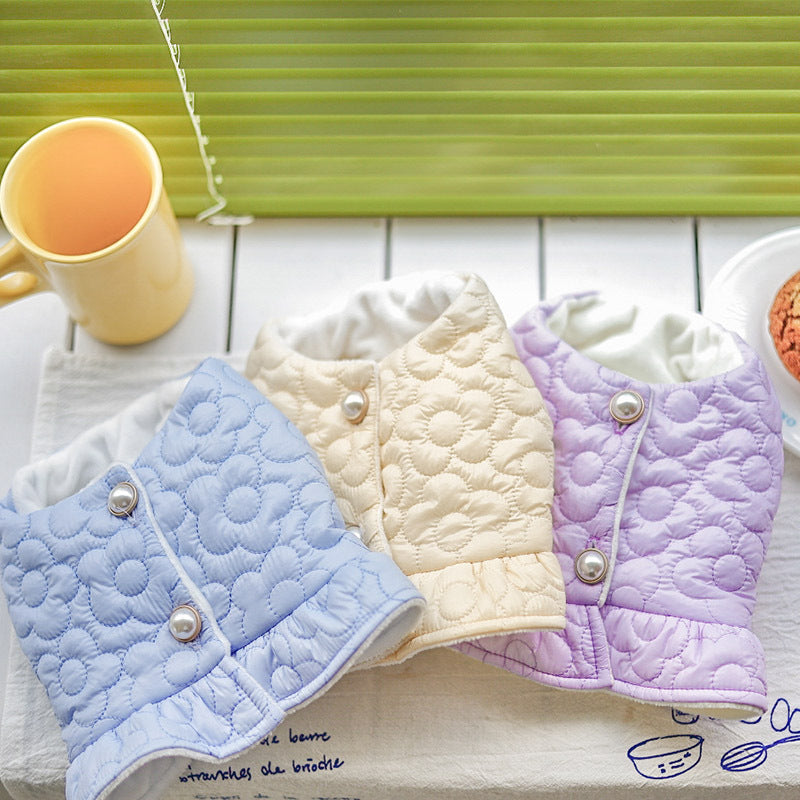 Flower Pearl Warm Dog Cat Short Jacket