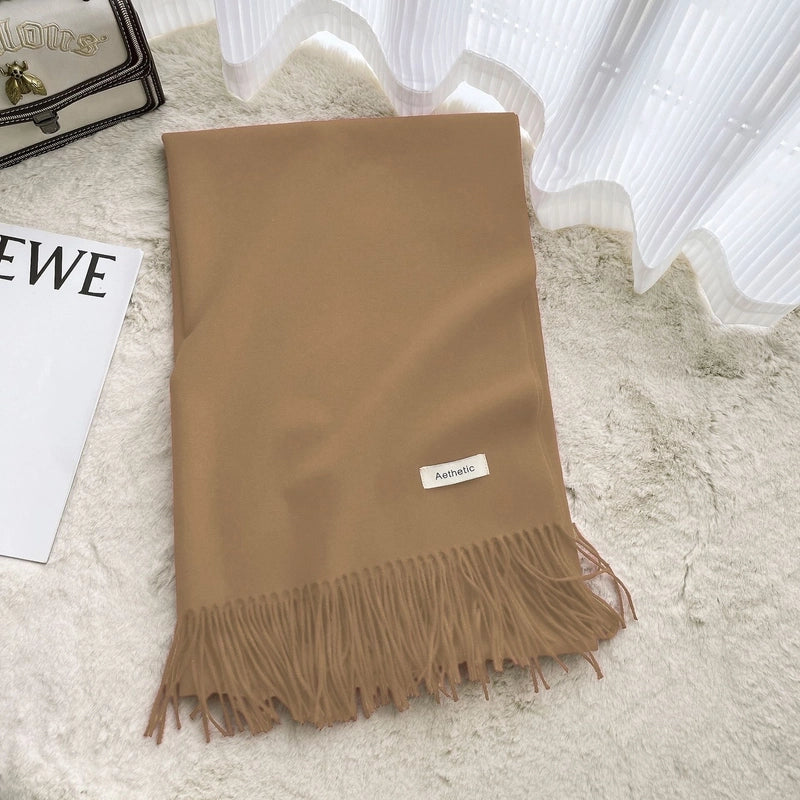 Autumn And Winter Solid Color Scarf New  Cashmere Scarf Women's Tassel Warm Large Shawl Scarf