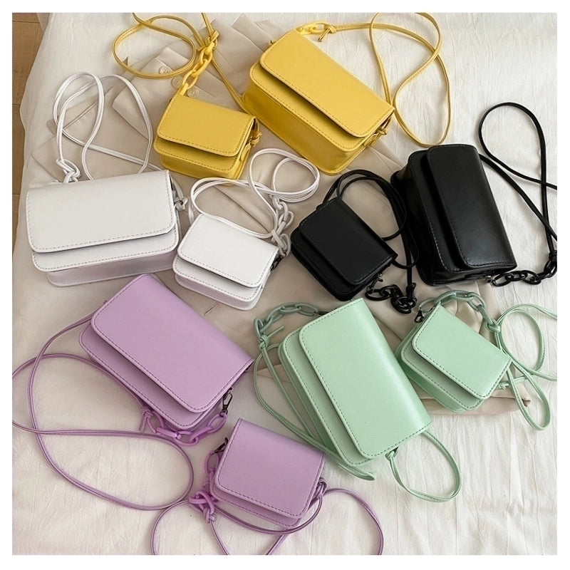 Women's Medium Pu Leather Solid Color Vintage Style Classic Style Magnetic Buckle Crossbody Bag