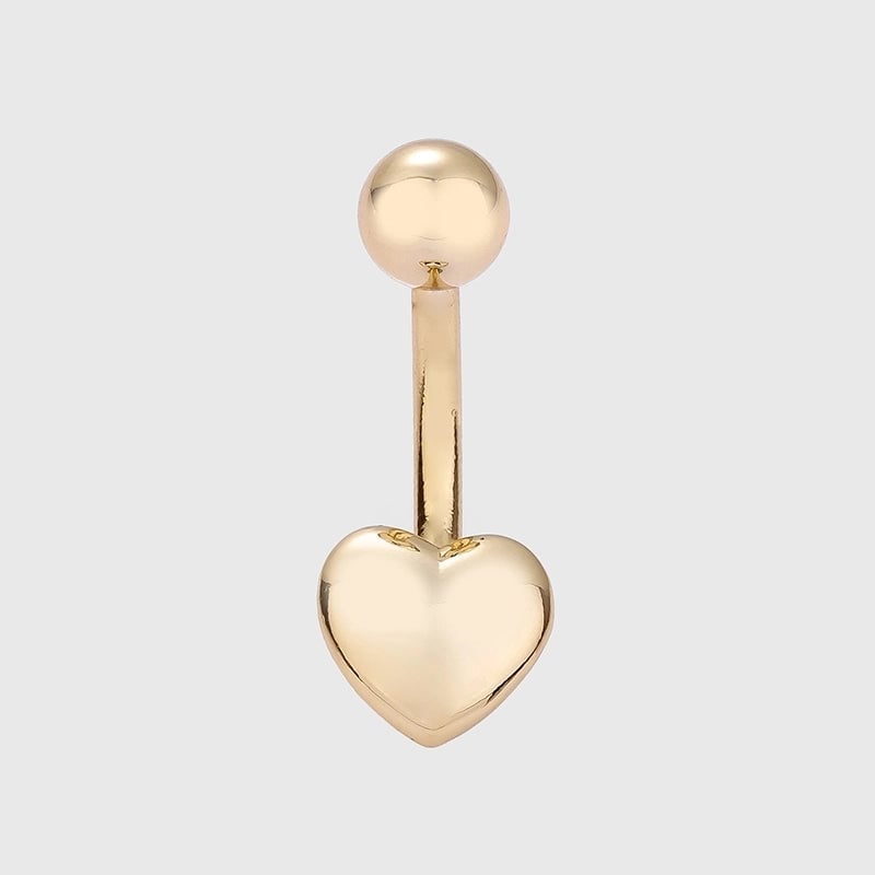 1 Piece Belly Rings Minimalist Classic Style Heart Shape Cat 316L Stainless Steel  Plating Inlay Zircon 14K Gold Plated Belly Rings
