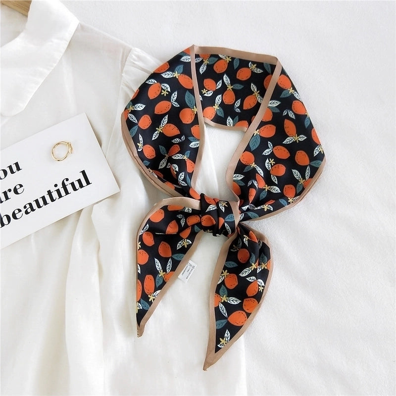 Fruit Printing Ribbon Silk Scarf