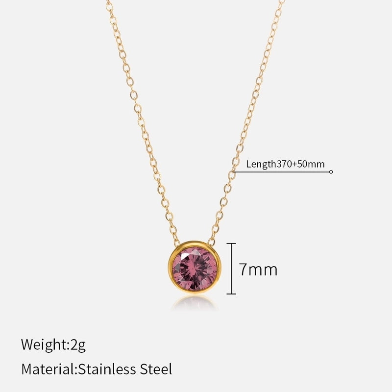 Minimalist Round 304 Stainless Steel Rhinestones Plating Stainless Steel Necklaces