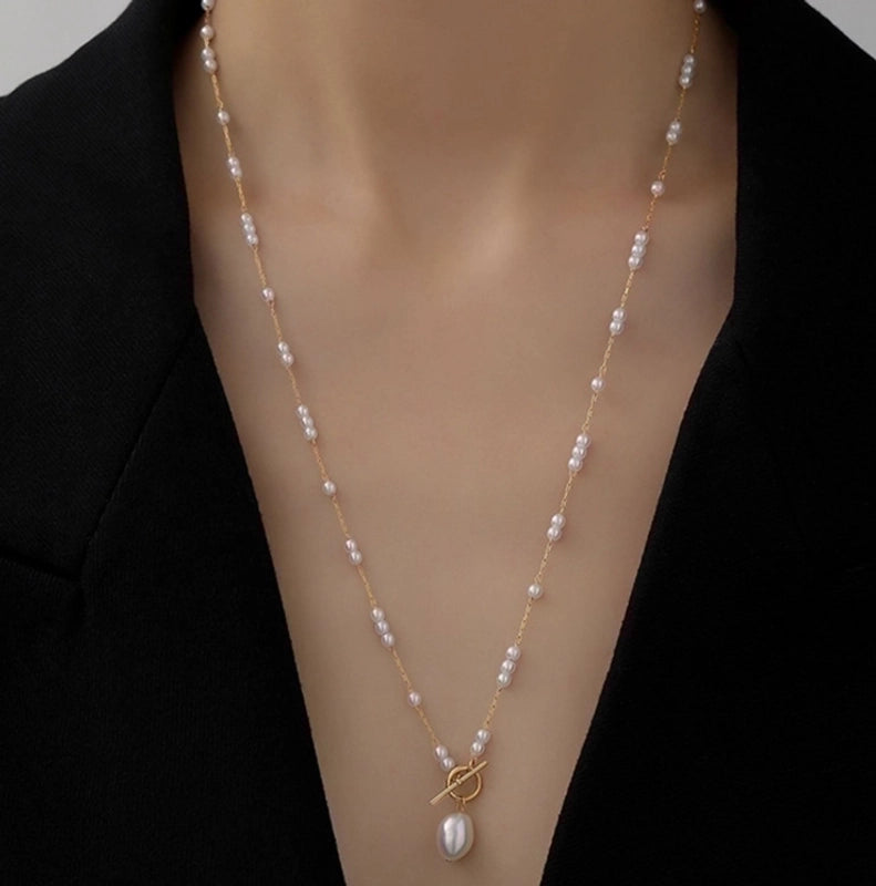 Minimalist Round Pearl 304 Stainless Steel Titanium Steel Artificial Pearls 18K Gold Plated Plating Necklace