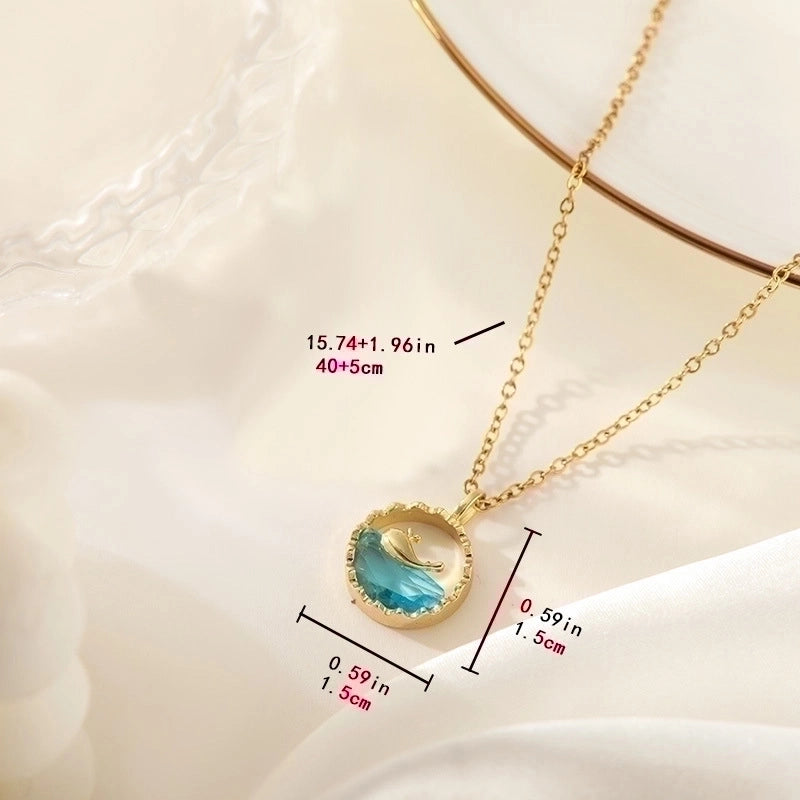 3 Pieces Lady Heart Shape Flower Titanium Steel Plating Inlay Zircon Gold Plated Pendant Necklace