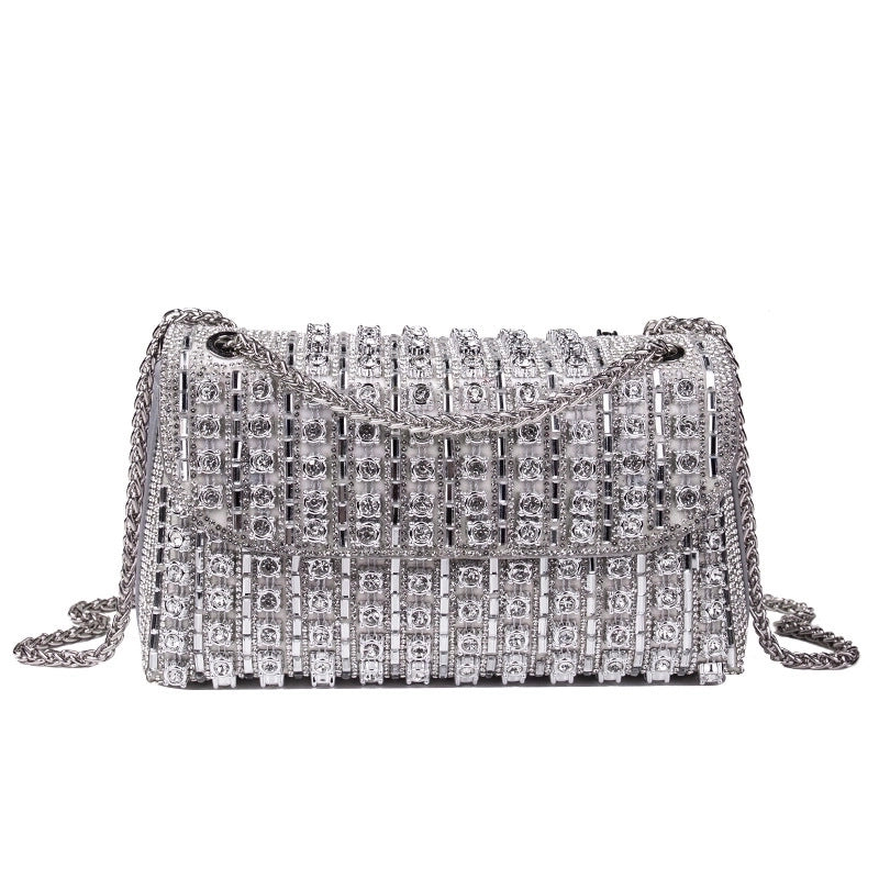Silver Colorful Pu Leather Solid Color Square Evening Bags