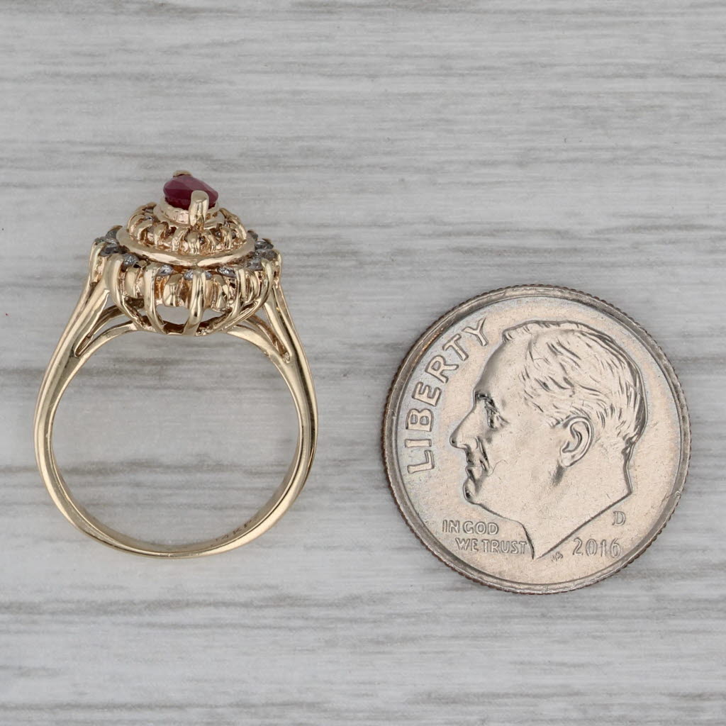 0.50ctw Ruby Diamond Halo Ring 14k Yellow Gold Size 2.75
