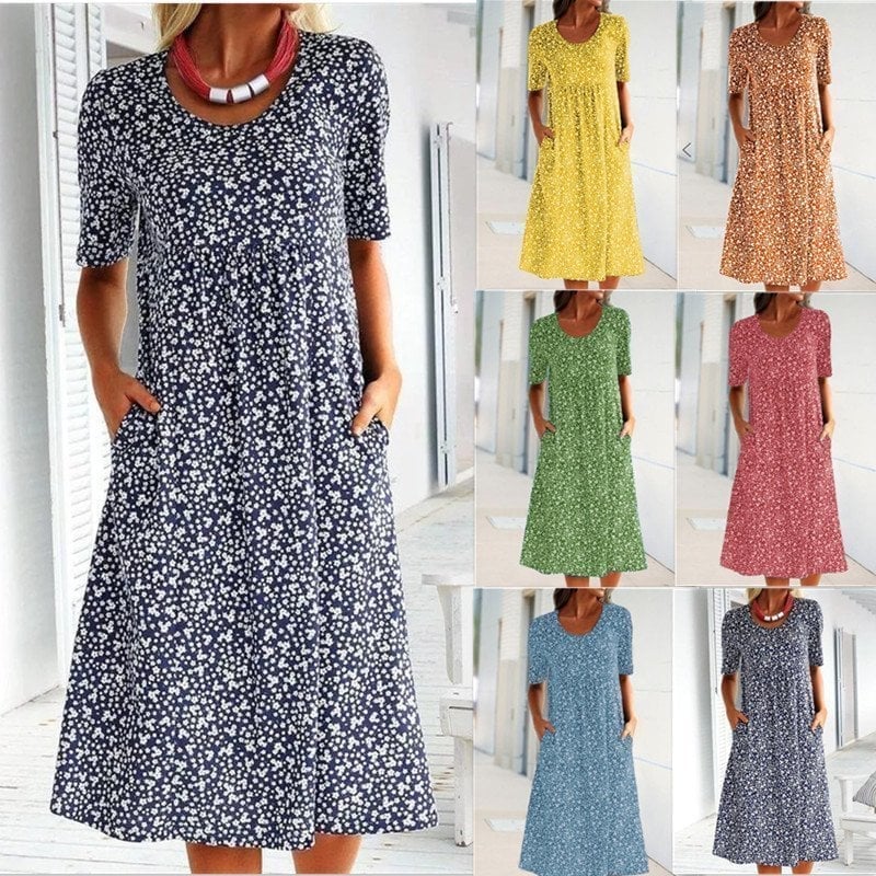 🔥COMPRA 2 ENVÍO GRATIS -2022 Vestido Midi Floral con Cuello de Cangrejo