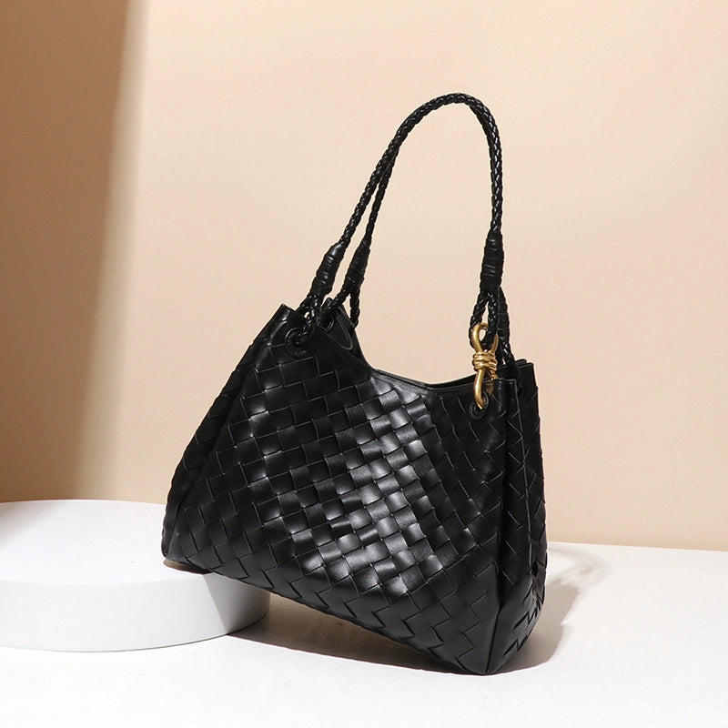 Women's Large Pu Leather Solid Color Elegant Streetwear Square Magnetic Buckle Handbag