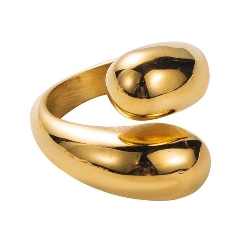 304 Stainless Steel 14K Gold Plated Retro Classic Style Plating Geometric Water Droplets Open Rings
