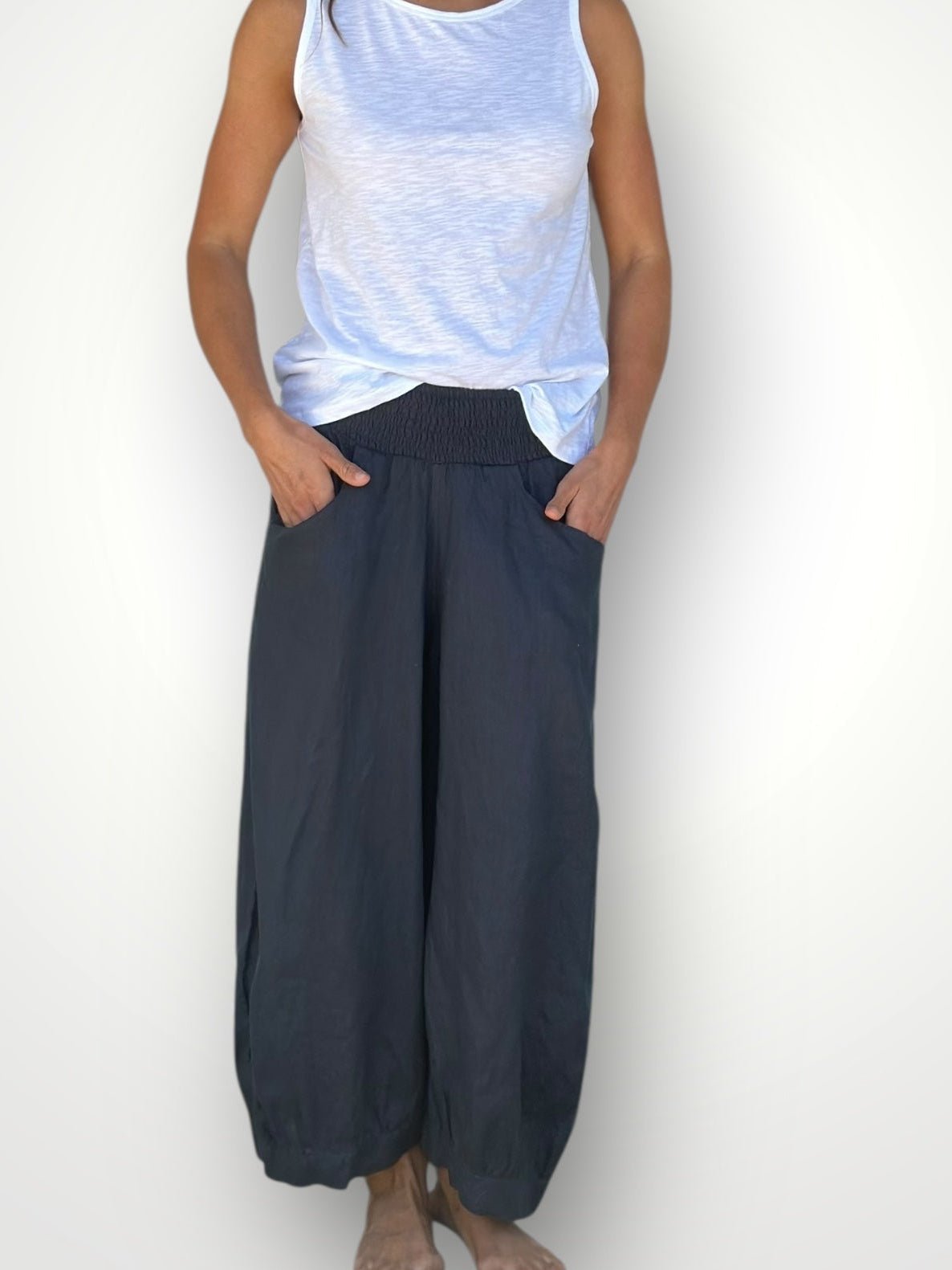 jackie pant - charcoal linen