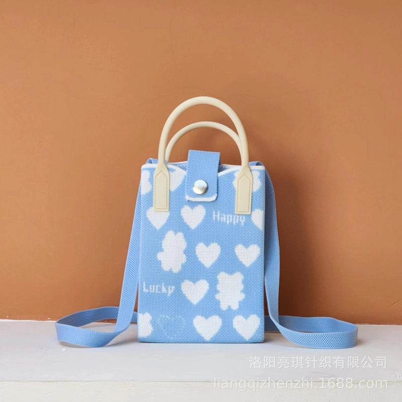 Women's Polyester Cartoon Cute Square Hidden Buckle Shoulder Bag Handbag Crossbody Bag