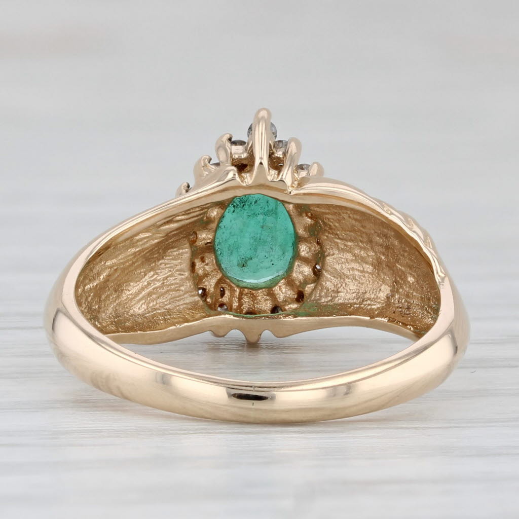 0.57ctw Pear Emerald Diamond Halo Ring 14k Yellow Gold Size 5