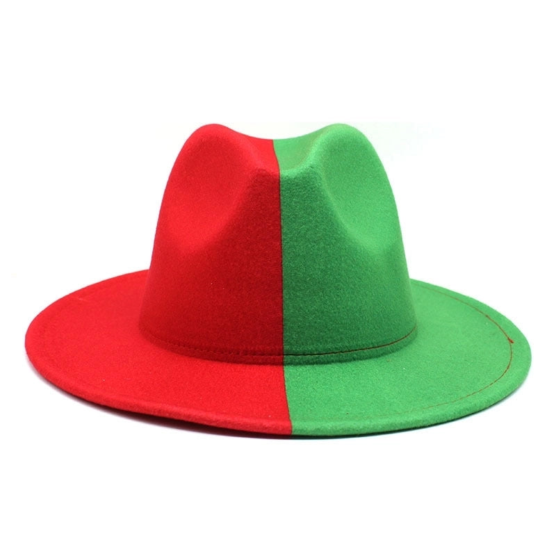 New Yin And Yang Double Color Matching Men's And Women's Woolen Felt Hat Autumn And Winter Fashion Flat Brim Jazz Hat 02