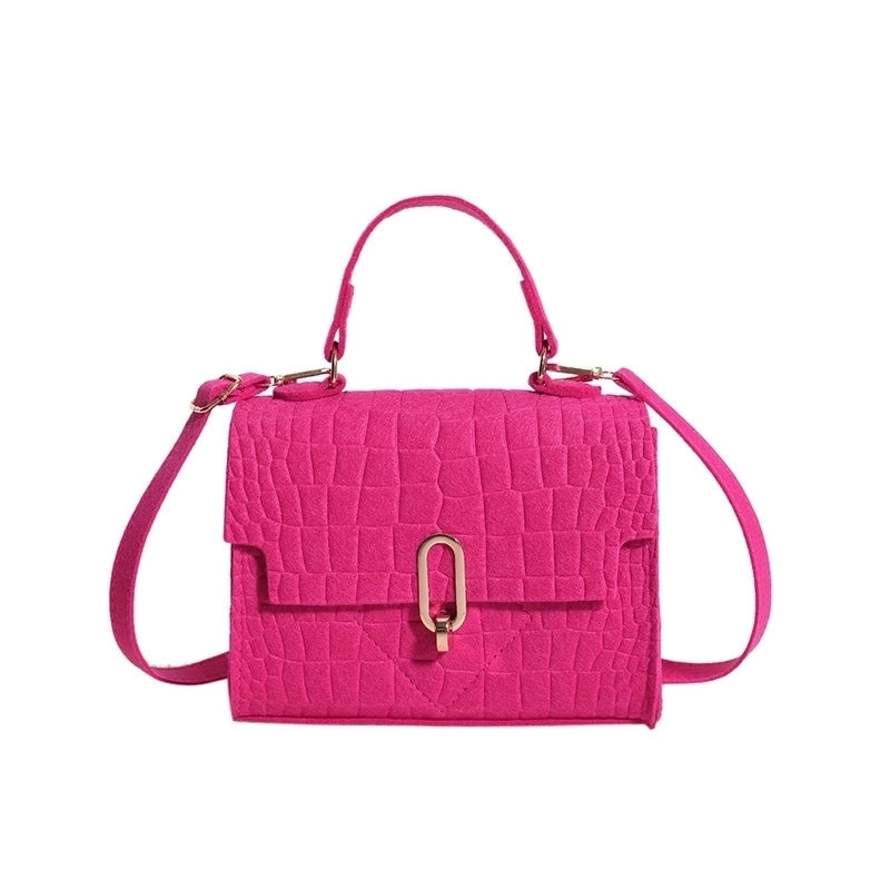 Women's Medium Felt Solid Color Streetwear Flip Cover Handbag