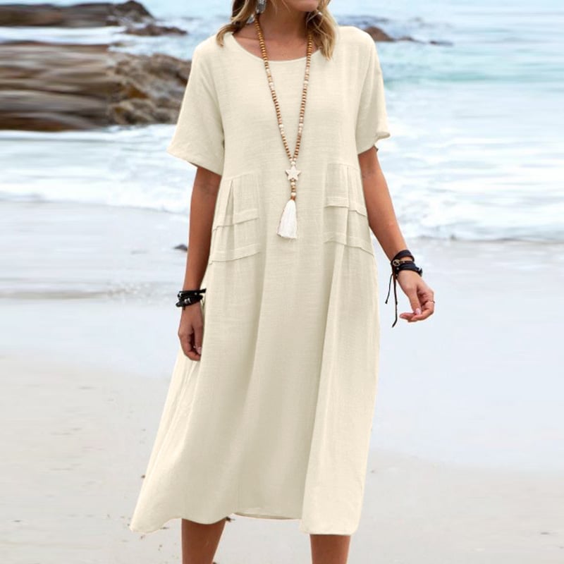 Women's cotton and linen summer dress