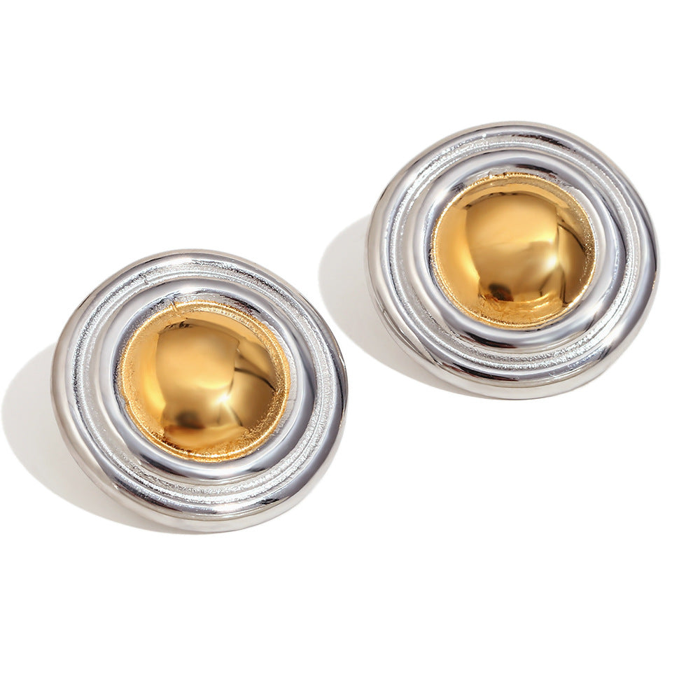 Fashion Personality Niche Design Earrings Stainless Steel 18K Gold Plated Oval Bow Earrings For Women
