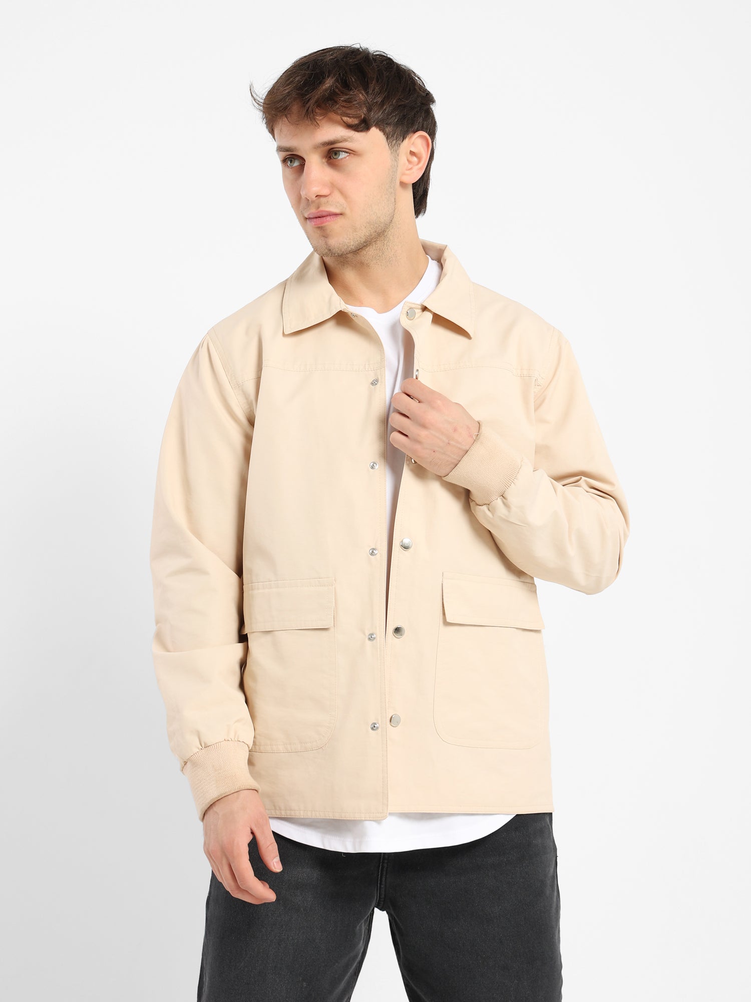 Oversized Jacket with Snaps and Large Pockets