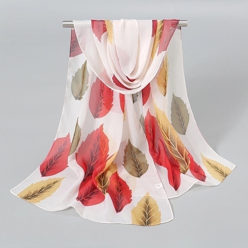 Women's Sweet Color Block Chiffon Printing Silk Scarf