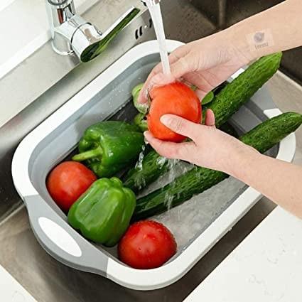 Foldable Multi-Function Chopping Board With Drainer