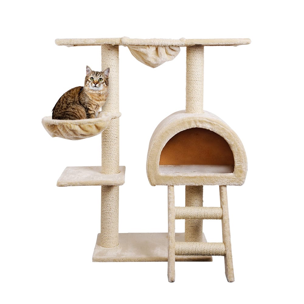 i.Pet Cat Tree 100cm Tower Scratching Post Scratcher Condo House Trees Bed Beige