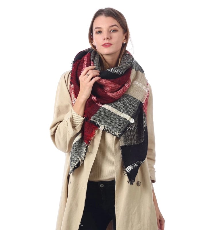 Autumn And Winter Plaid Square Extensive Warm Cashmere Scarf Women's Scarf