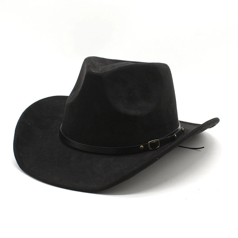 New Western Cowboy Hat Brown Jazz Hat Men And Women Ethnic Style Autumn And Winter Felt Hat Big Brim Hat