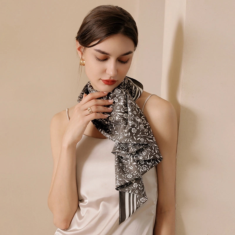 Women's  Flower Satin Silk Scarf