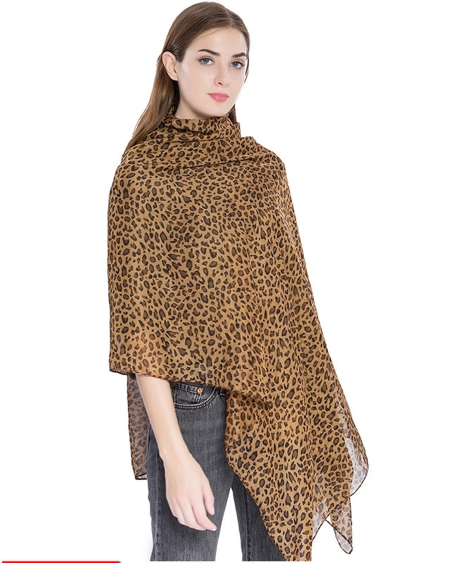 Women's Streetwear Round Dots Leopard Chiffon Scarf