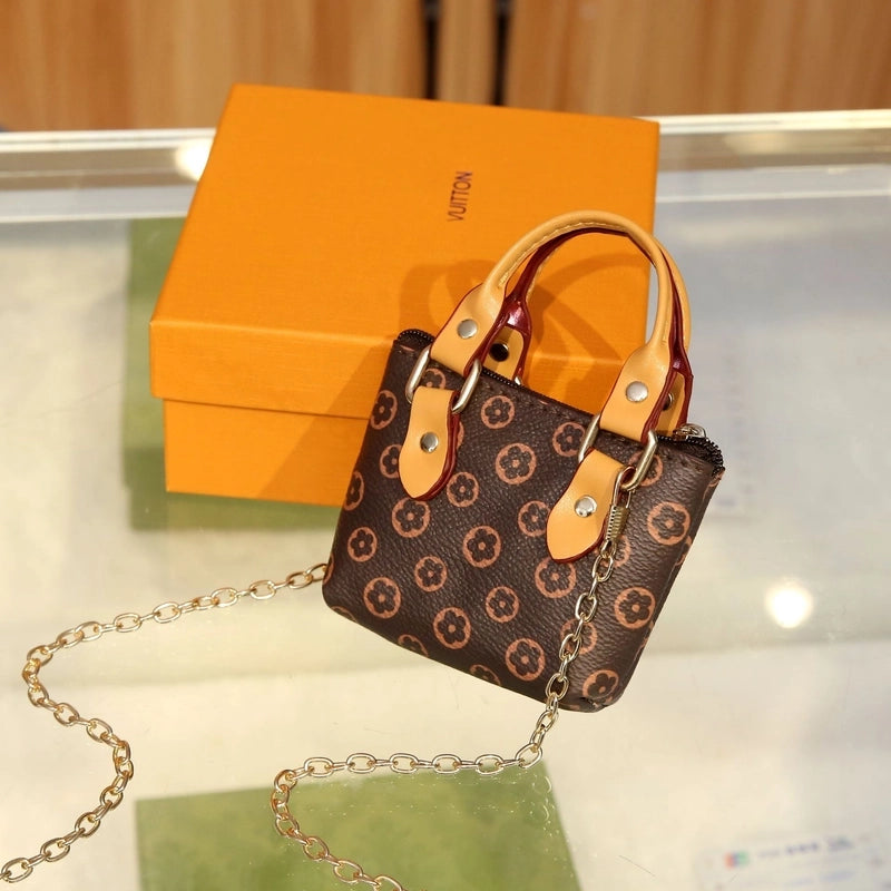 Women's Pu Leather Printing Vintage Style Square Zipper Small Wallets Handbag