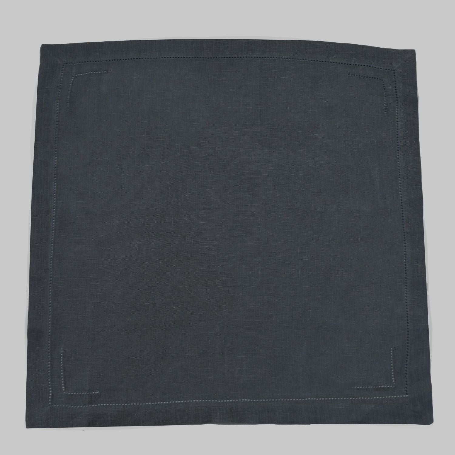 Charcoal Gray 100% Linen Incomplete Hemstitch Napkins