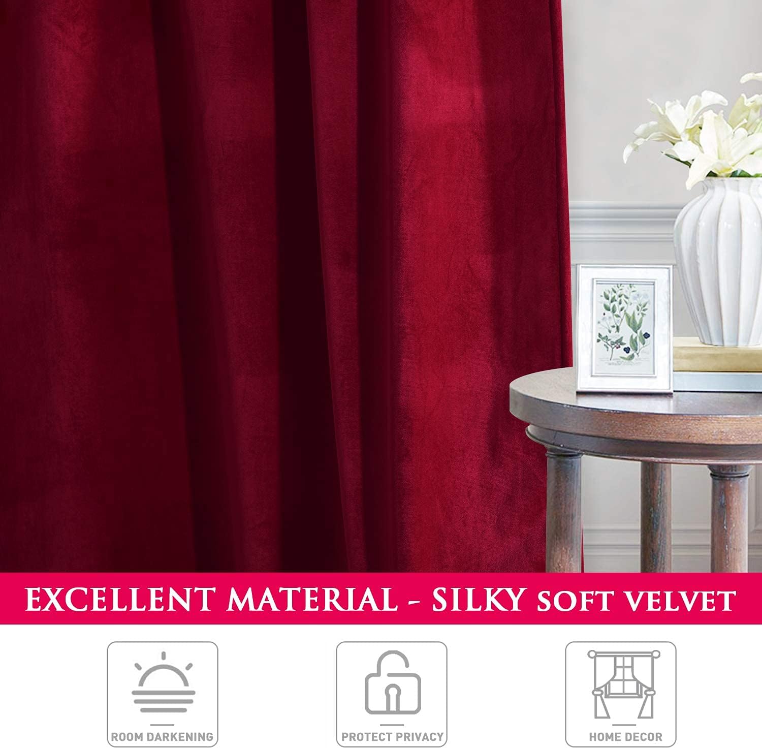 Maroon-Velvet Window Curtains (Ultra Soft)