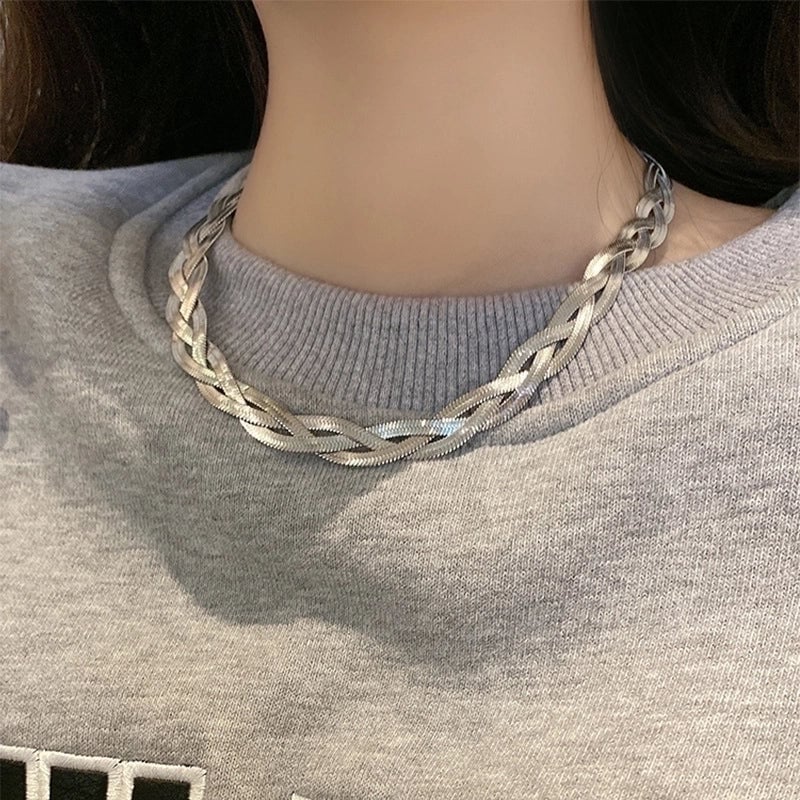 Minimalist Color Block Titanium Steel Plating Necklace