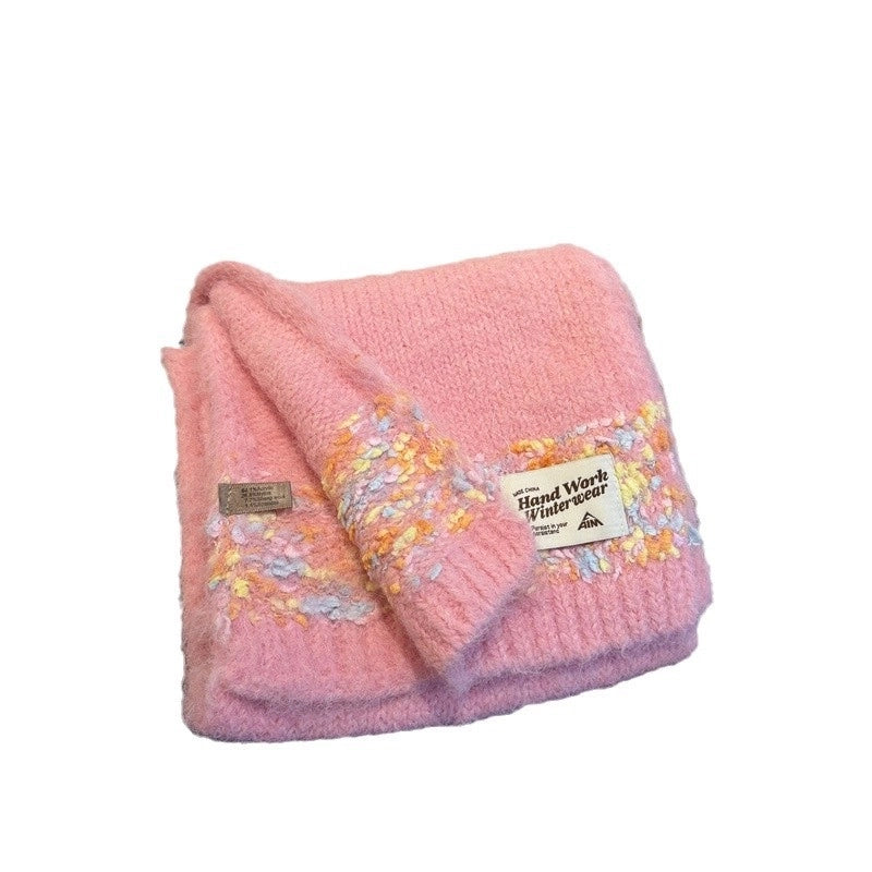 Women's Cute Lady Letter Solid Color Knit Scarf