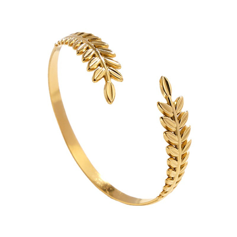 Leaf Stainless Steel Electroplating Bangles