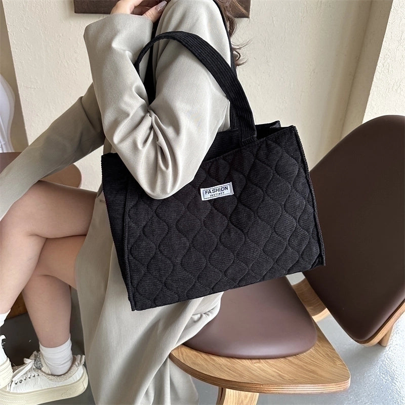 Women's Medium All Seasons Canvas Solid Color Classic Style Square Magnetic Buckle Shoulder Bag Handbag