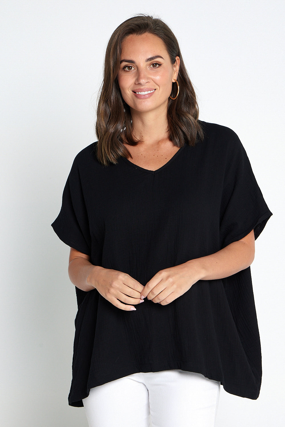 Fiji Cotton Muslin Top - Black