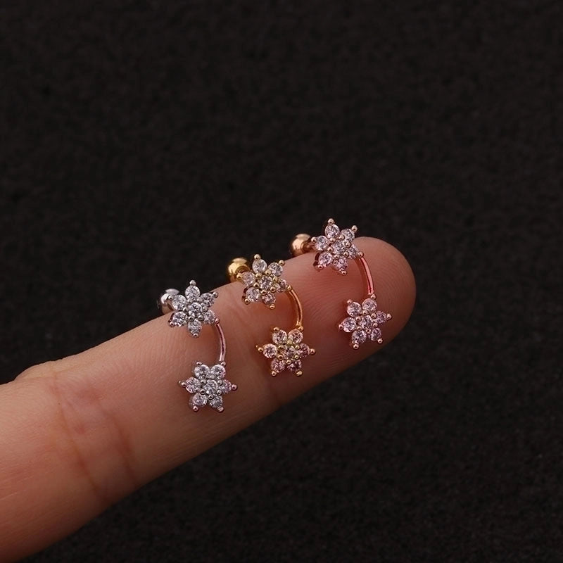 Ear Cartilage Rings & Studs Exaggerated Flower 316L Stainless Steel  Copper
