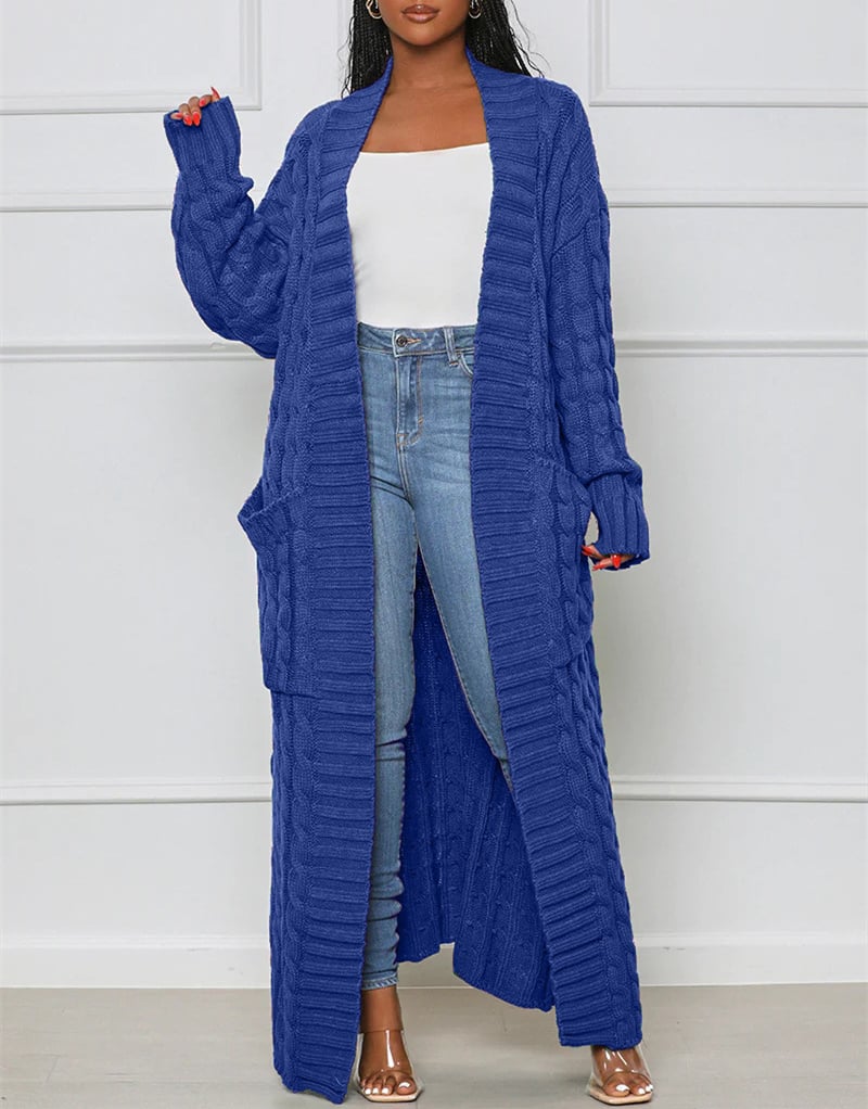 Stylish Cable Knit Dual Pocket Cardigan