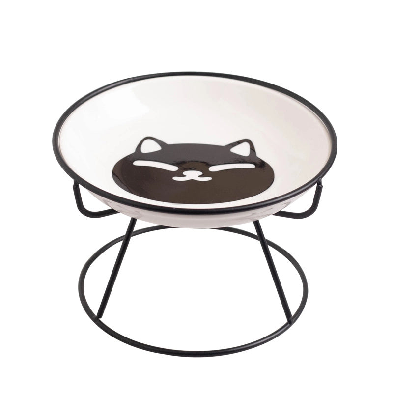 Pet Ceramic Bowl Cat Plate High Cat Food Plate Snack Plate Canned Plate Anti-cervical Spondylosis Anti-overturning Cat Bowl