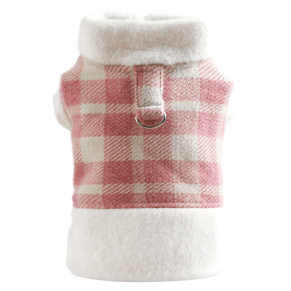 Warm Plaid Dog Harness Coat