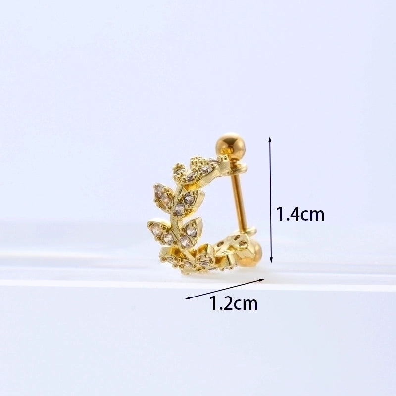 Ear Cartilage Rings & Studs Fashion U Shape 316L Stainless Steel  Copper Inlaid Zircon