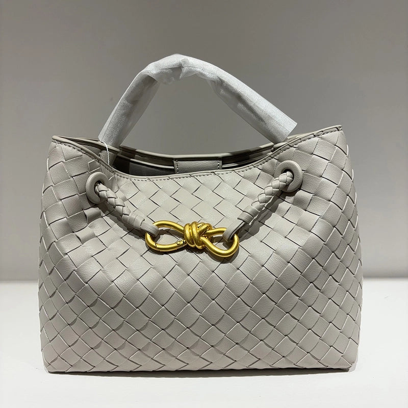 Women's Pu Leather Solid Color Classic Style Weave Square Magnetic Buckle Shoulder Bag