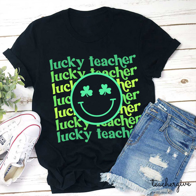 Lucky Teacher Check Teacher T-Shirt